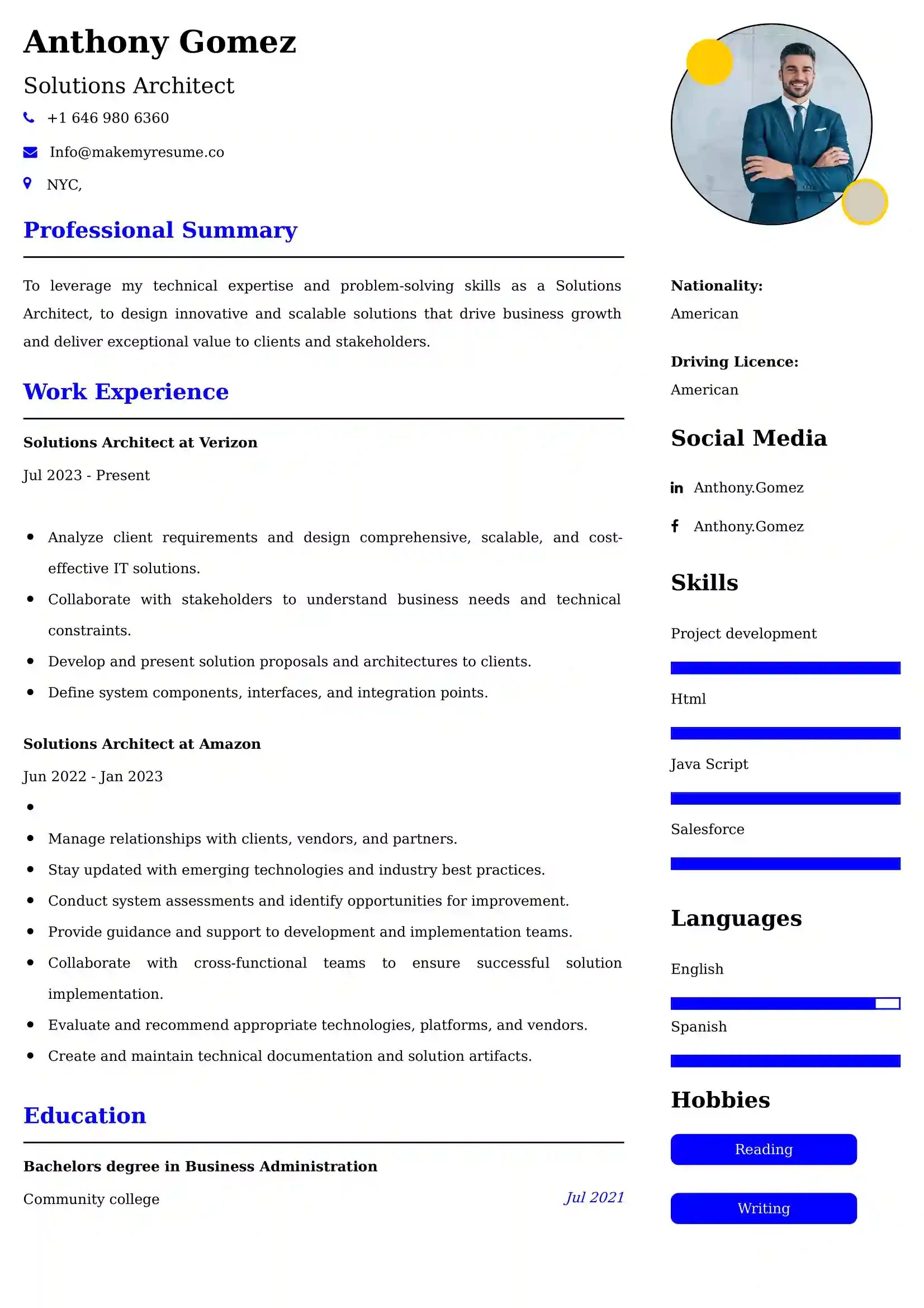 Solutions Architect Resume Examples UAE Format and Tips.
