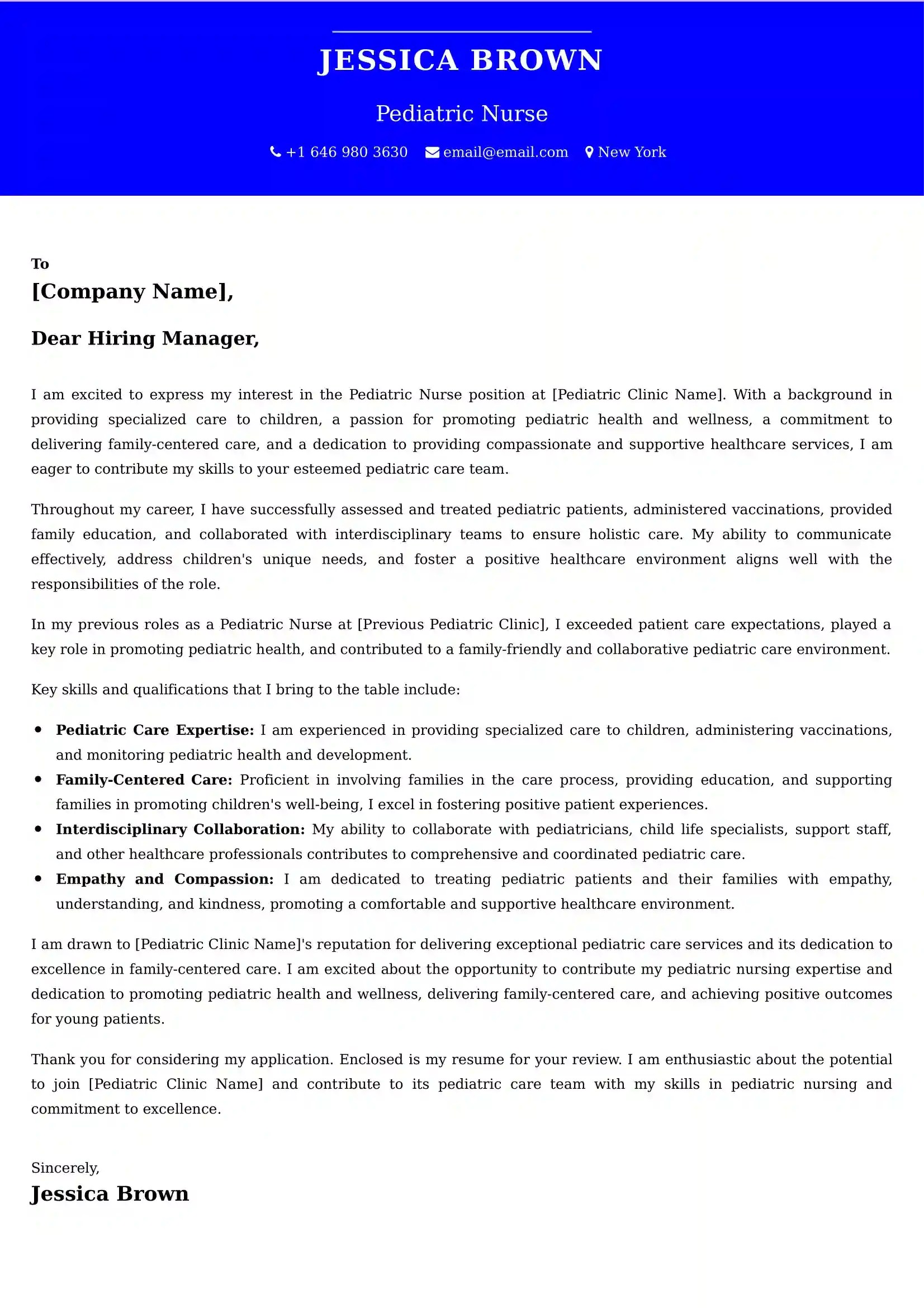 Pediatric Nurse Cover Letter Examples UAE ATS Format