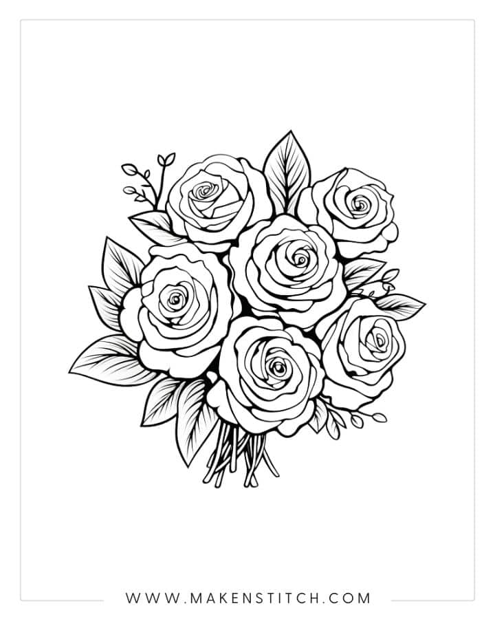 Roses Coloring Pages for Kids and Adults - Makenstitch