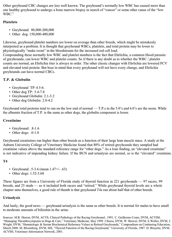 Greyhound Bloodwork Differences Make Peace with Animals