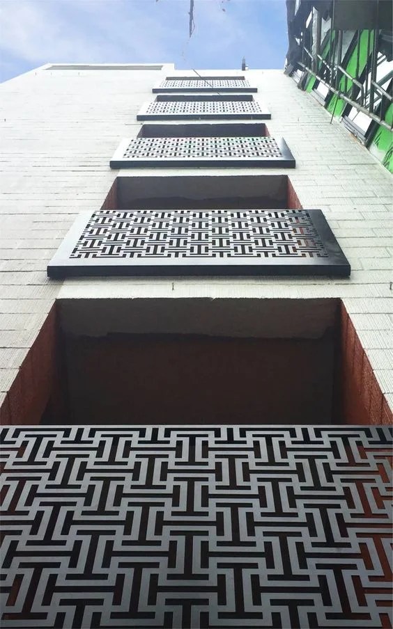 elevation decorative grill design Makerbhawan