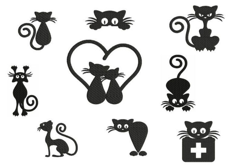 Stickdatei Katze Silhouette