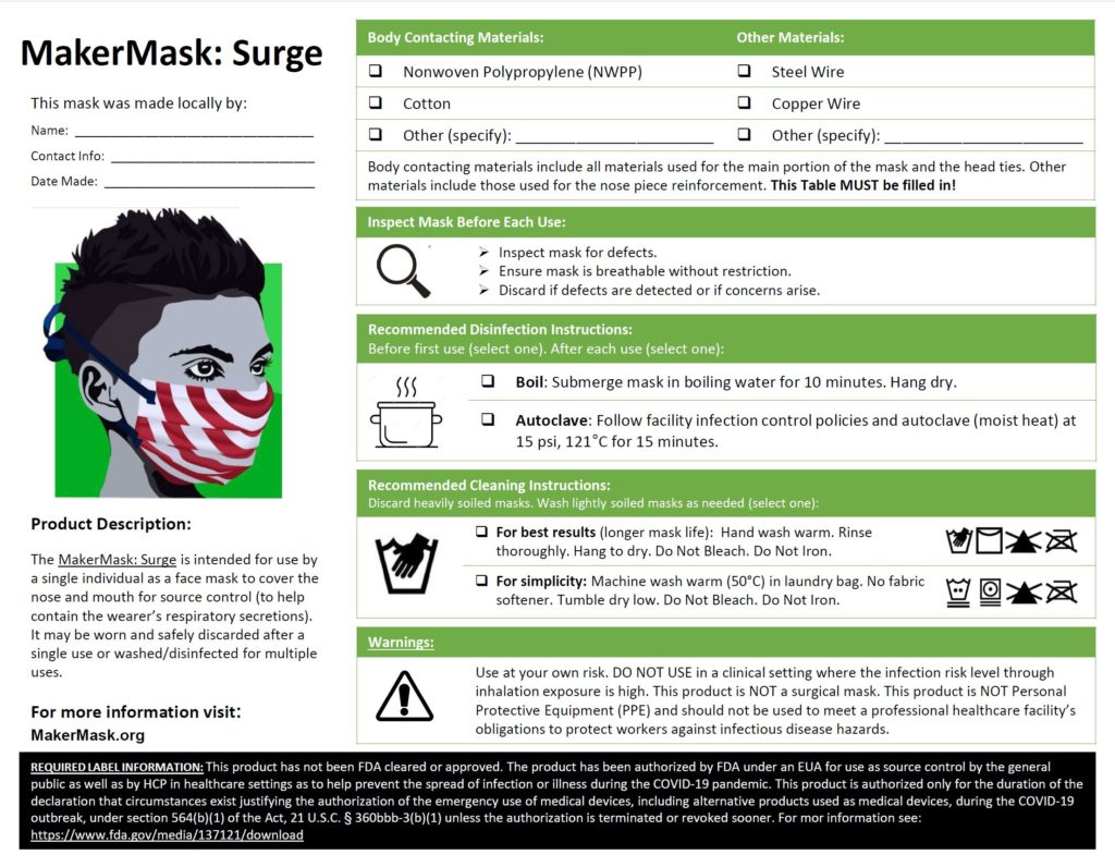 Label Me A Face Mask FDA Labeling Requirements MakerMask