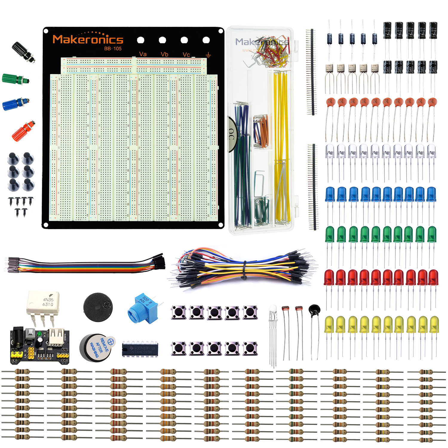 Makeronics 3220 Tiepoints Solderles Breadboard+Electronics Fun Kit