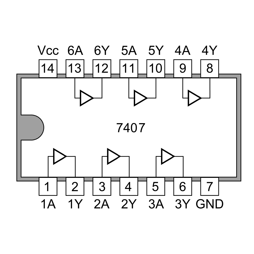 7407 Open Collector 40mA Buffer 14-Dip | Makers Electronics
