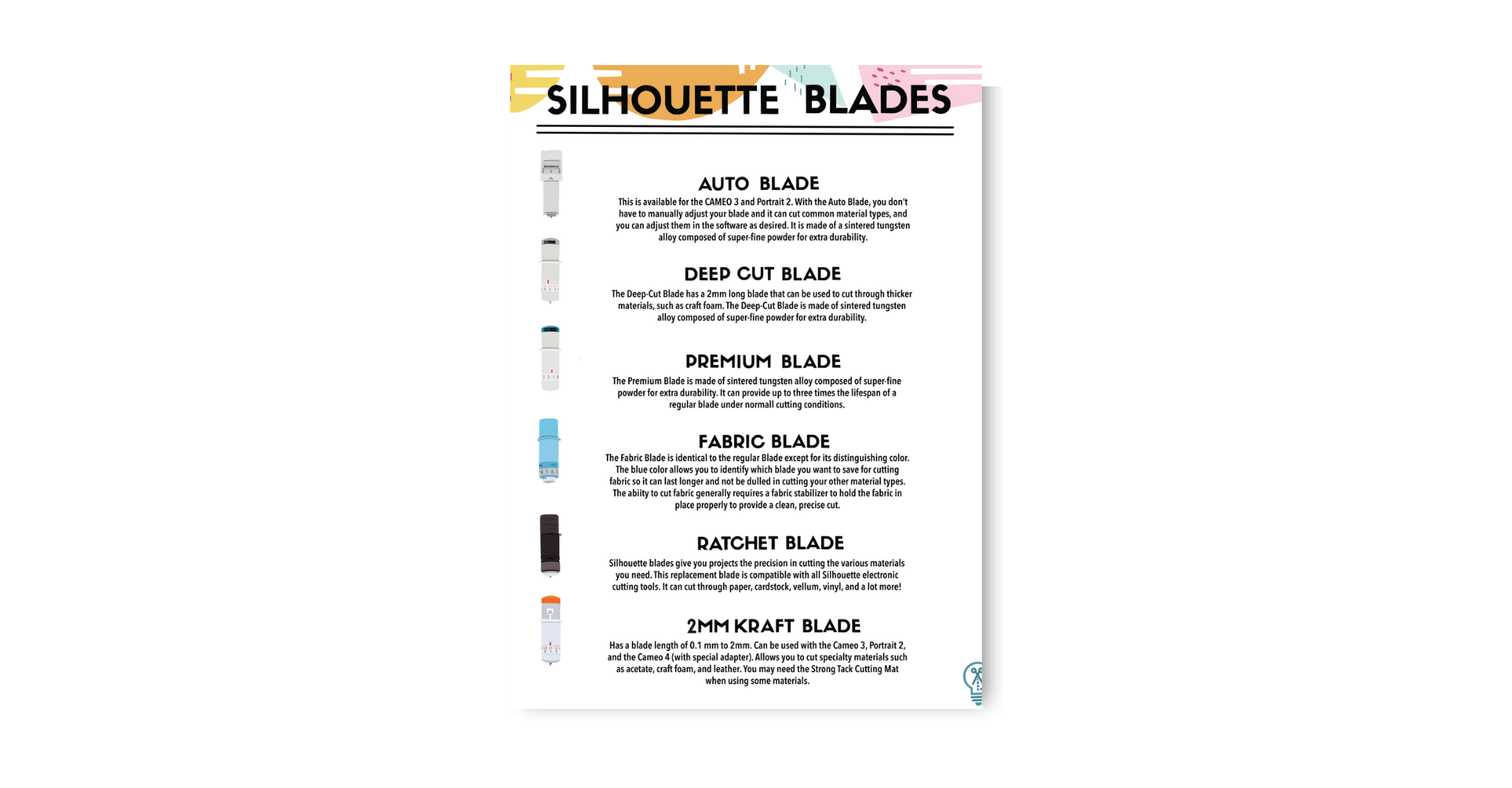 SILHOUETTE BLADES CHART Makers Gonna Learn