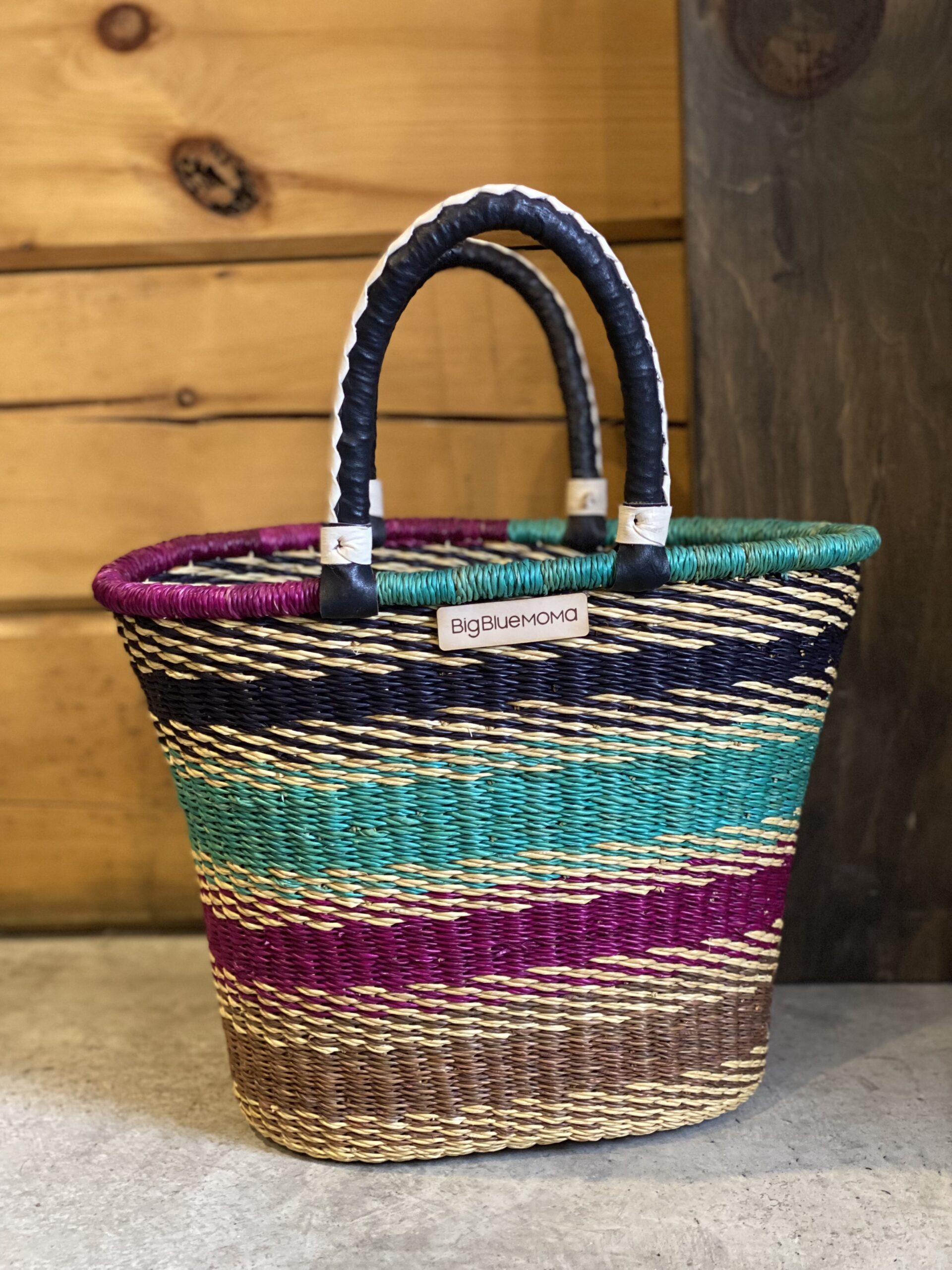 Big Blue Moma Tulip Shape Baskets with Handles Makers Lodge