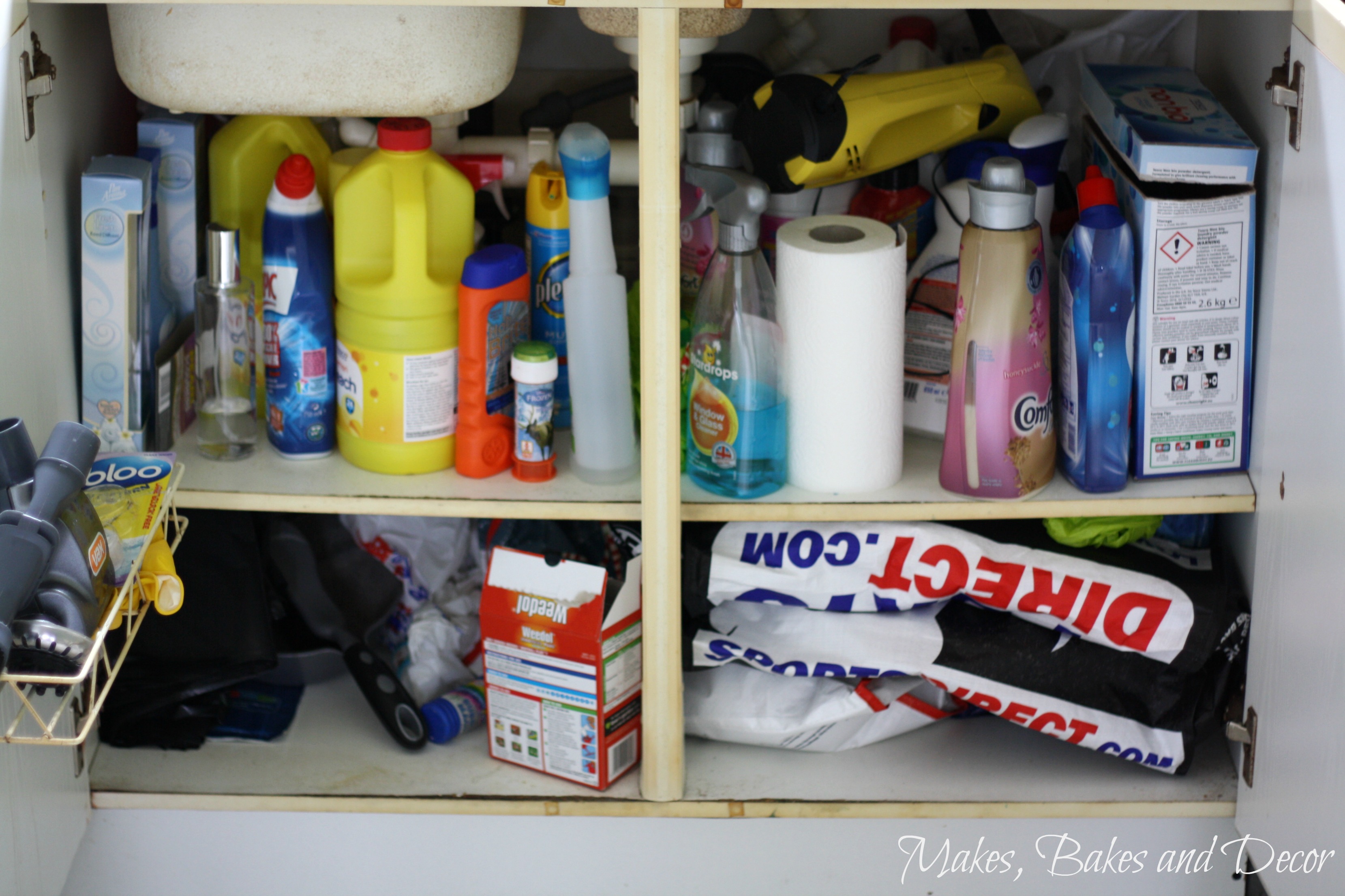 how to organise the cleaning products Makes, Bakes and Decor