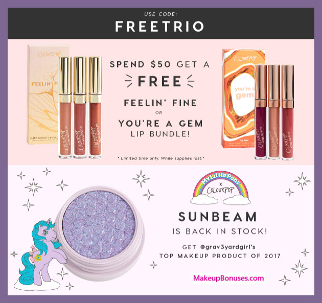 ColourPop Cosmetics Free Bonus Gifts Makeup Bonuses