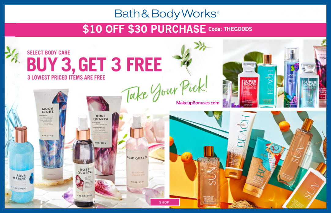 Bath & Body Works Promo Offer 2018 Makeup Bonuses