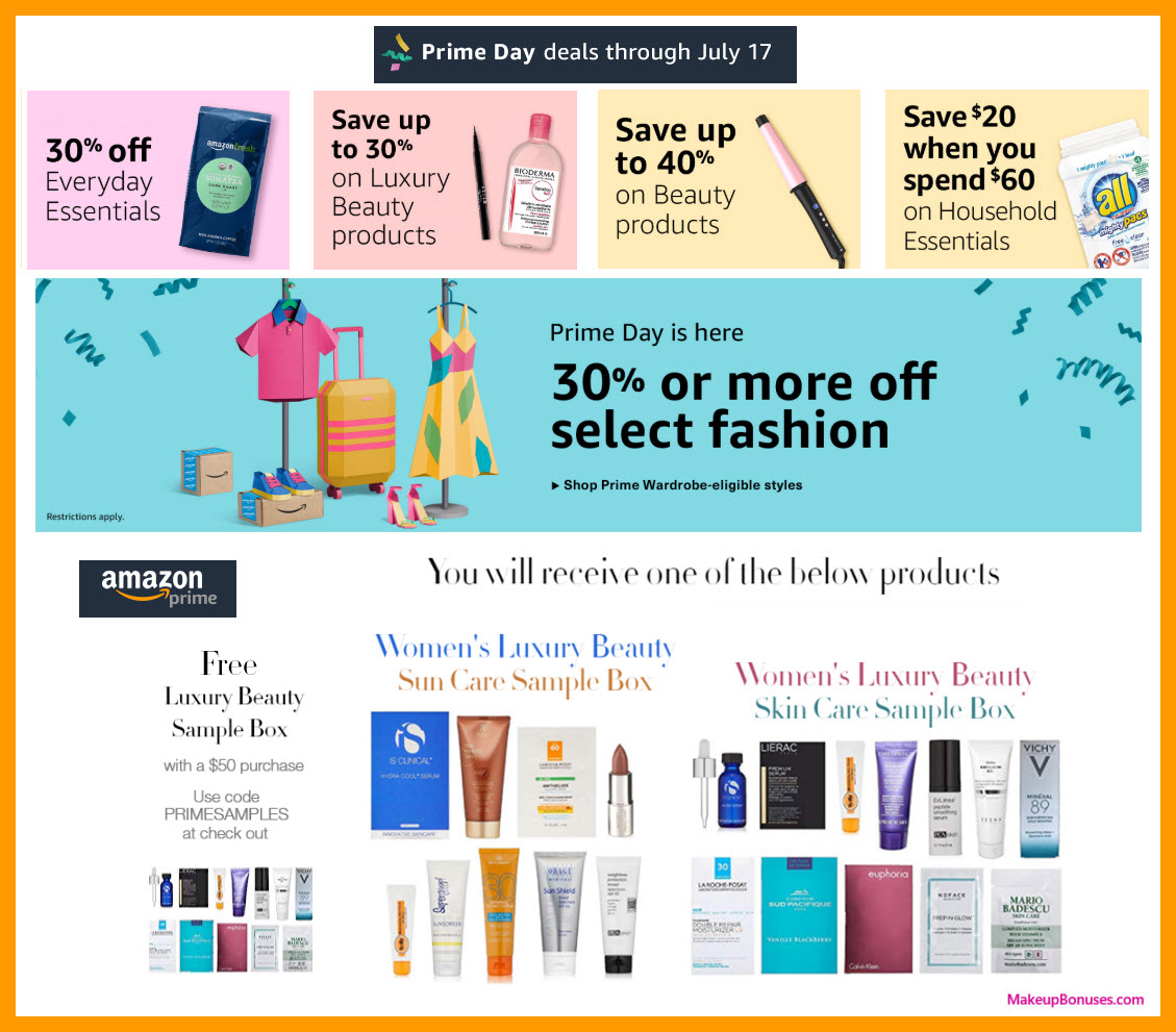 Amazon PRIME DAY Discounts + Free Gifts Makeup Bonuses