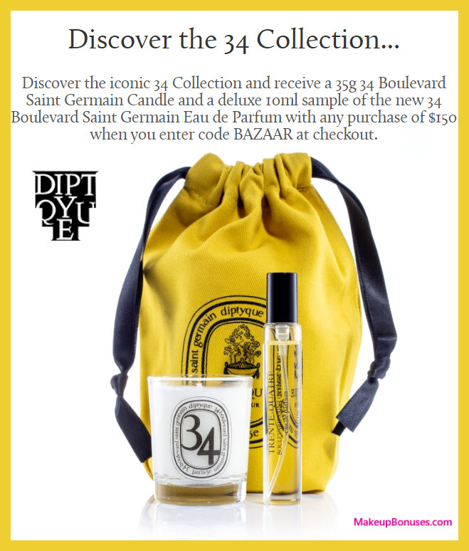 Diptyque Free 3piece Bonus Gift Makeup Bonuses