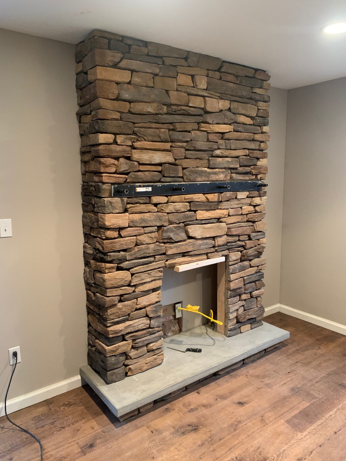 Stone Fireplace with Barn Wood Mantel DIY Making A Space