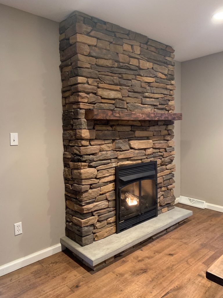 Stone Fireplace with Barn Wood Mantel DIY Making A Space