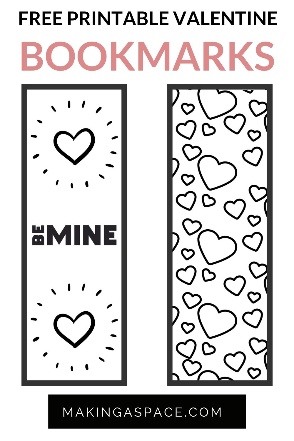 Valentine Coloring Bookmark Printable (3 Designs) Making A Space