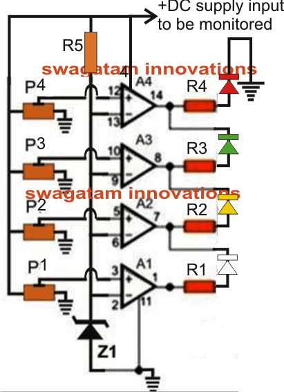 4 Step Battery Charging Indicator Circuit