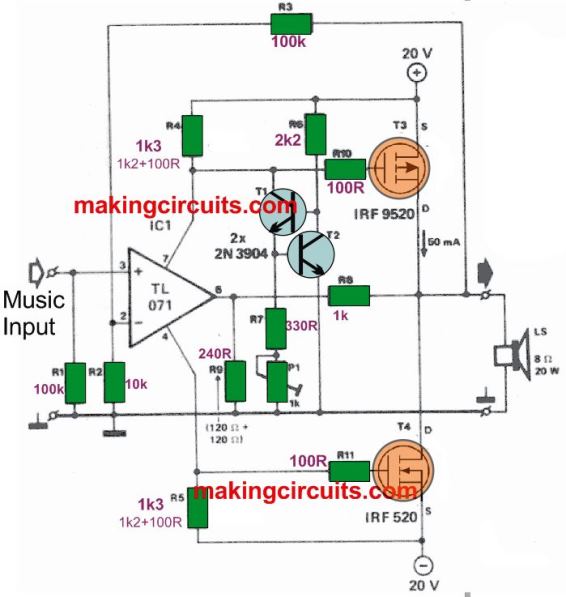 Fet Power Amplifier Circuit Diagram - Wiring Draw And Schematic
