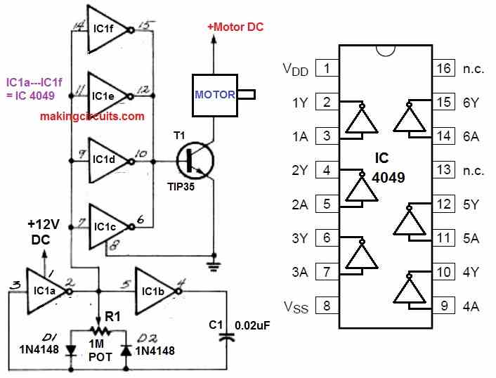 Simple DC Motor Speed Controller Circuit