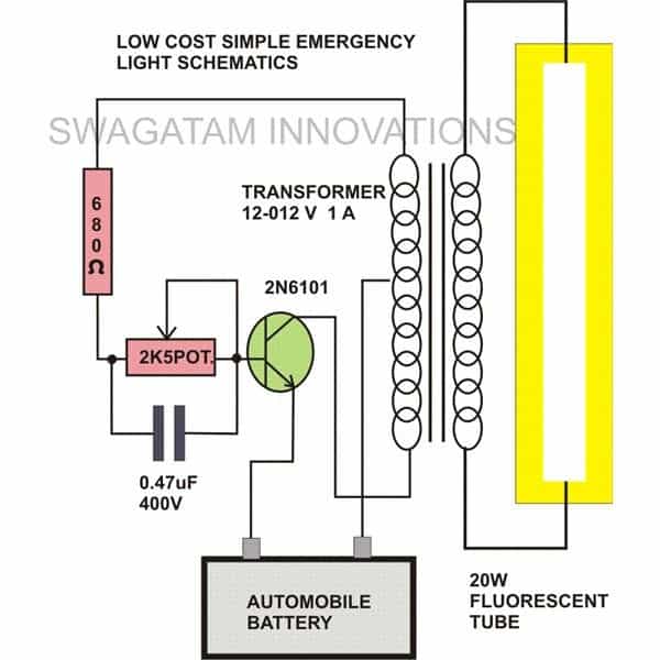 12V Battery Fluorescent Light Circuit (20W)