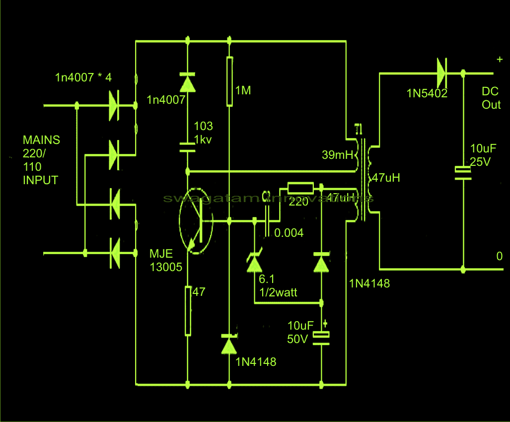 Very Cheap and Simple SMPS Circuit Using MJE13005