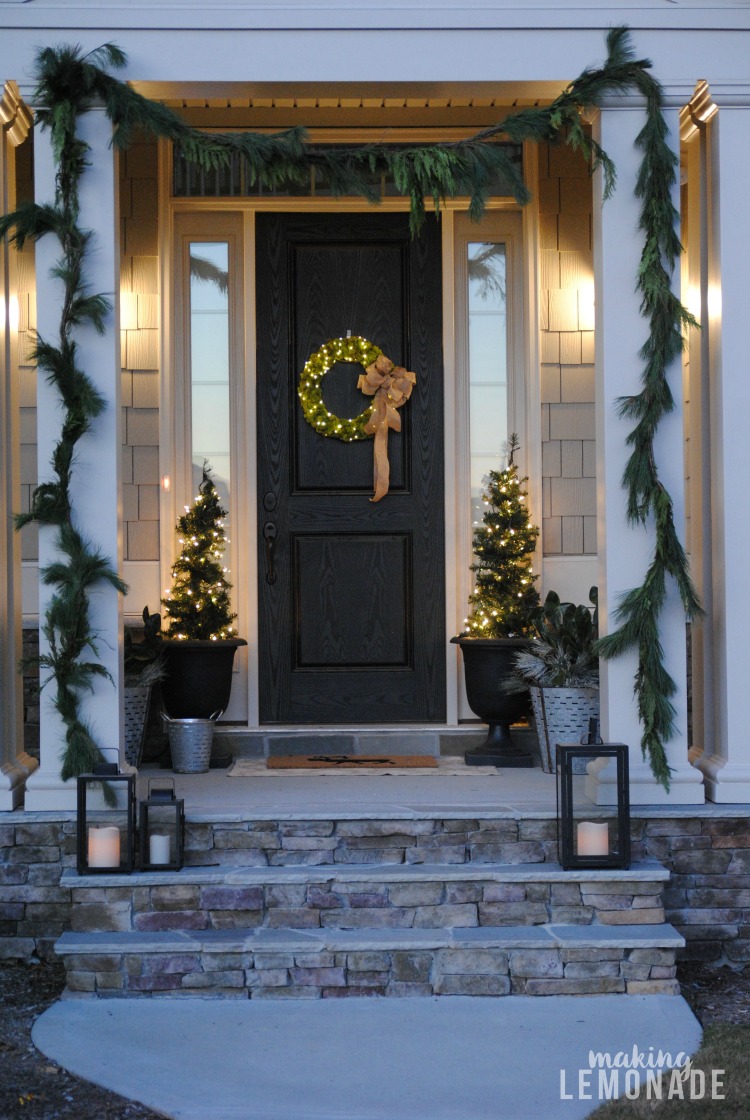 Festive Front Porch and DIY Fairy Light Wreath Making Lemonade