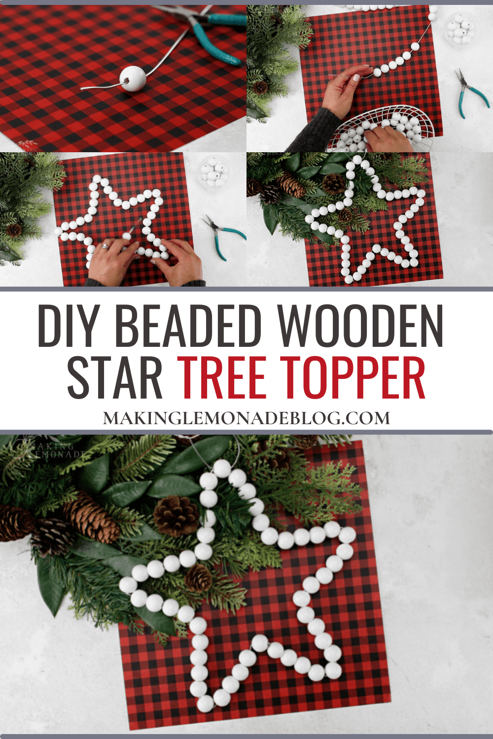 DIY Beaded Wooden Star Tree Topper Making Lemonade