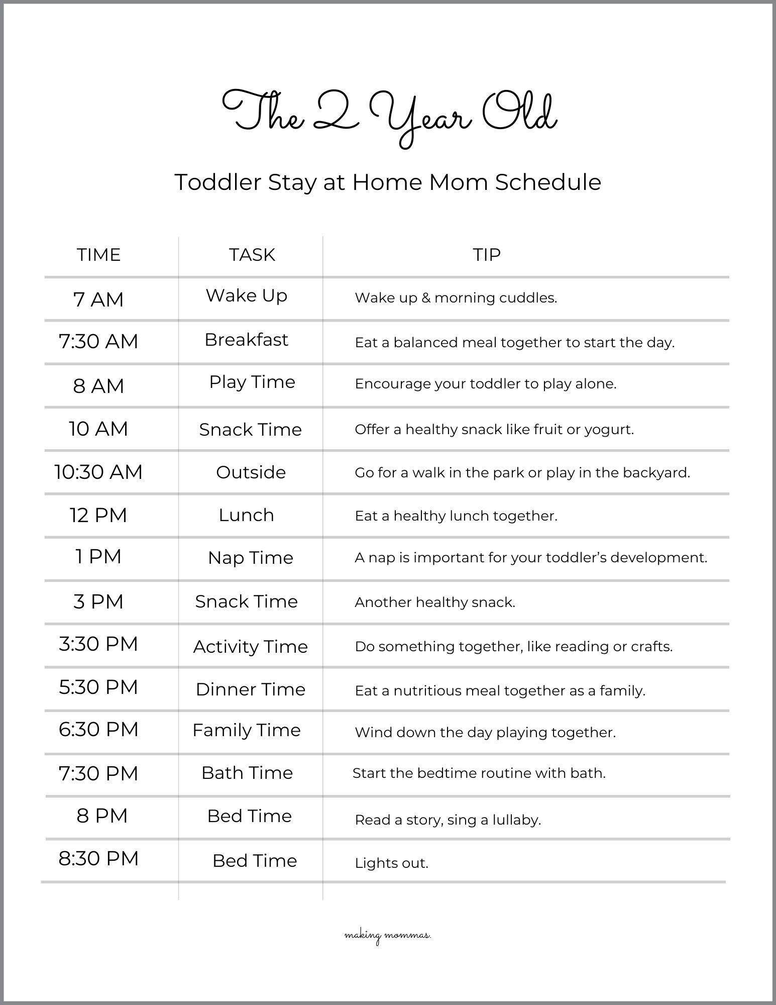 How To Create A Stay at Home Mom Schedule For 18 Month Old That You Can