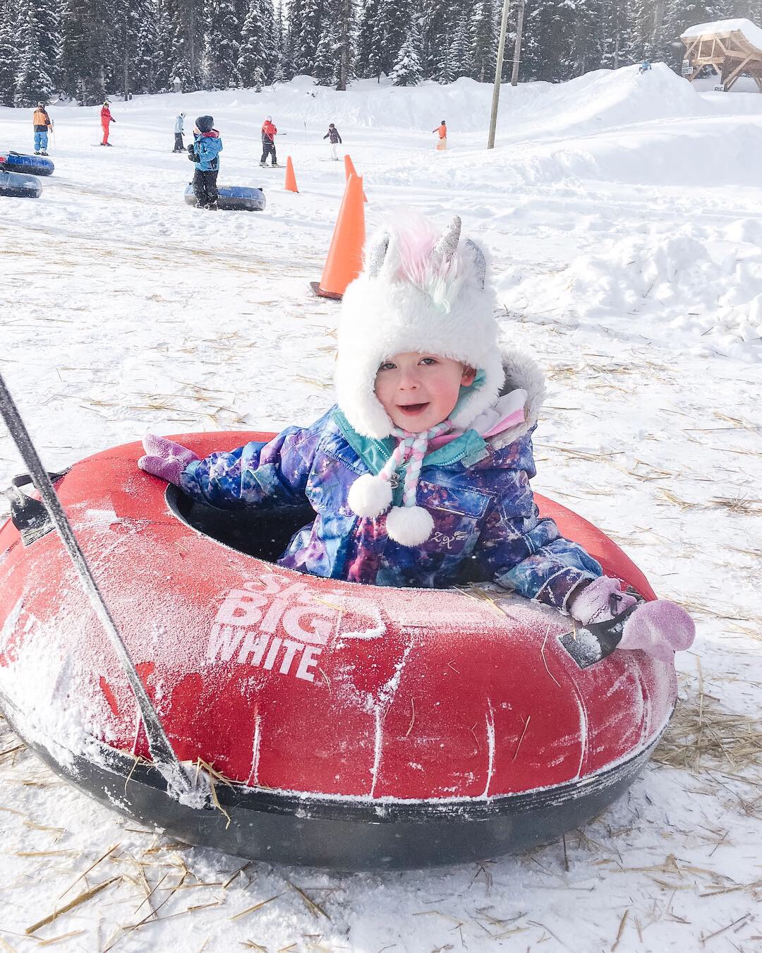 How to Enjoy a Winter Mountain Adventure with Children Aged 5 & Under for only $23! - unicorn tubing