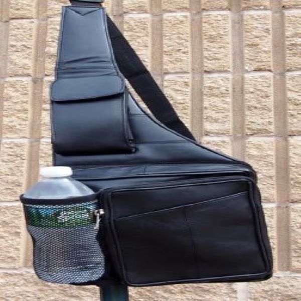 Leather pouch with water bottle holder MAK Leather