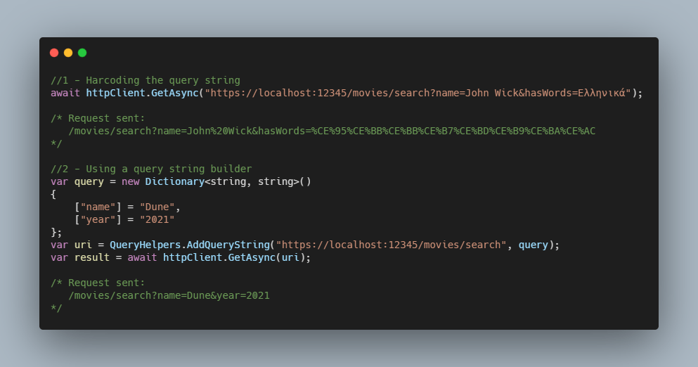 C Sending query strings with HttpClient makolyte
