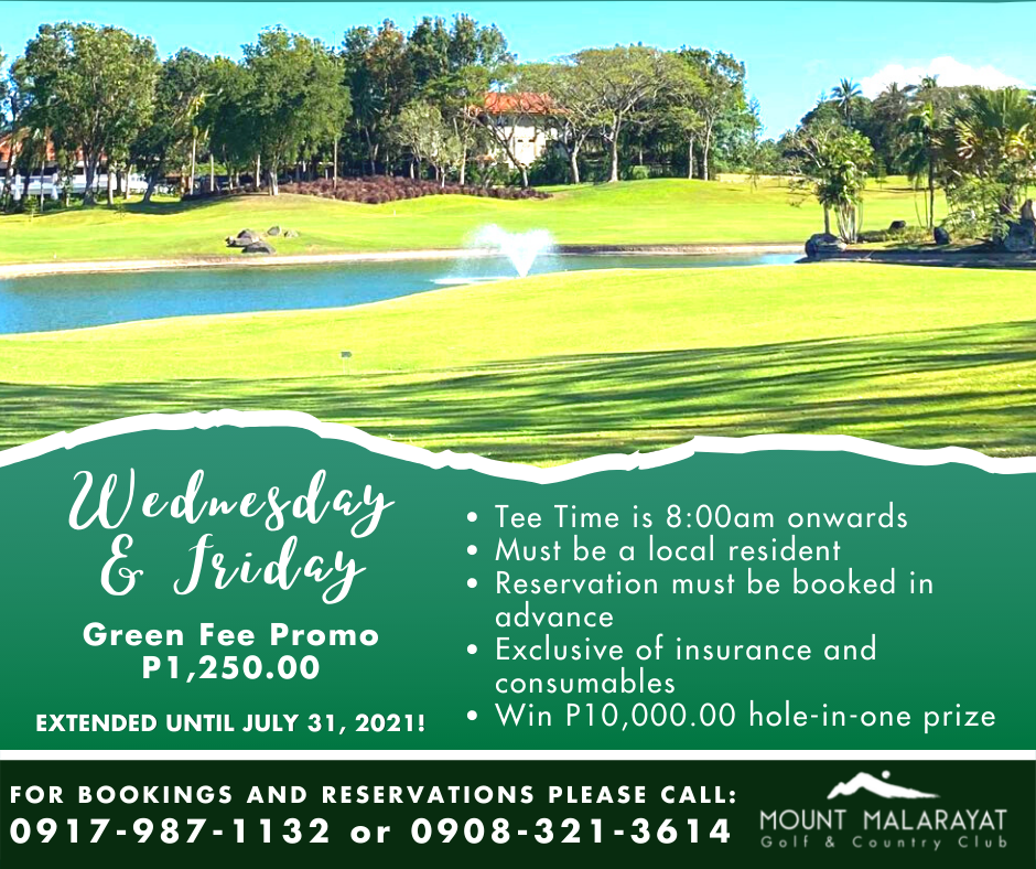 GREEN FEE PROMO Mount Malarayat Golf & Country Club
