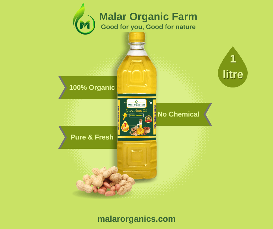 Organic Groundnut Oil கடலை எண்ணெய் Malar Organic Farm