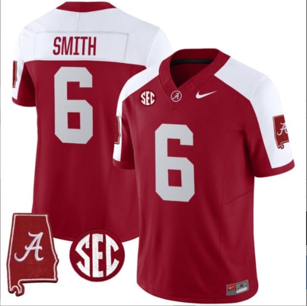 [Hot] Get New DeVonta Smith Jersey 6 Alabama Map Alternate