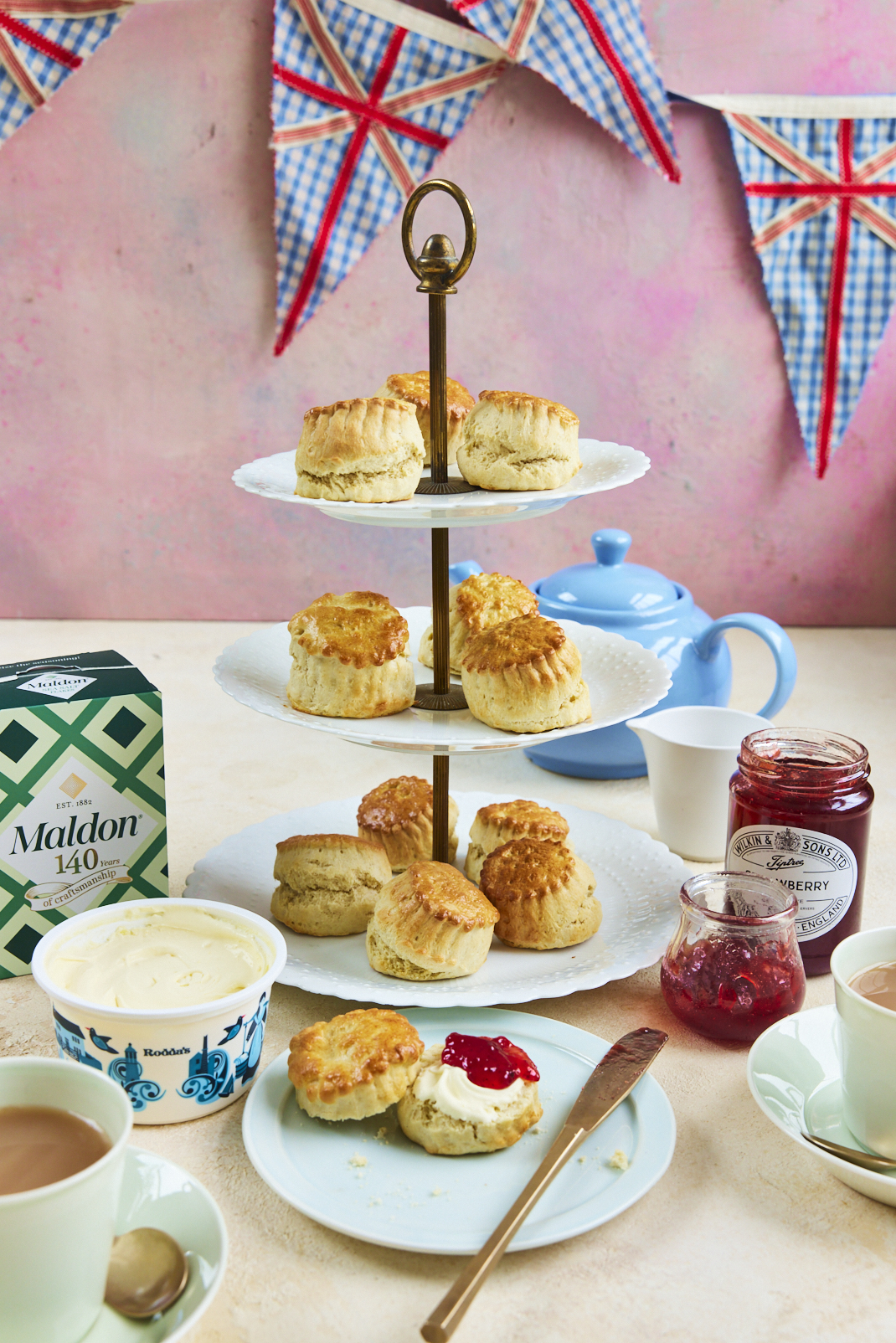 Classic British Scones with Clotted Cream & Jam