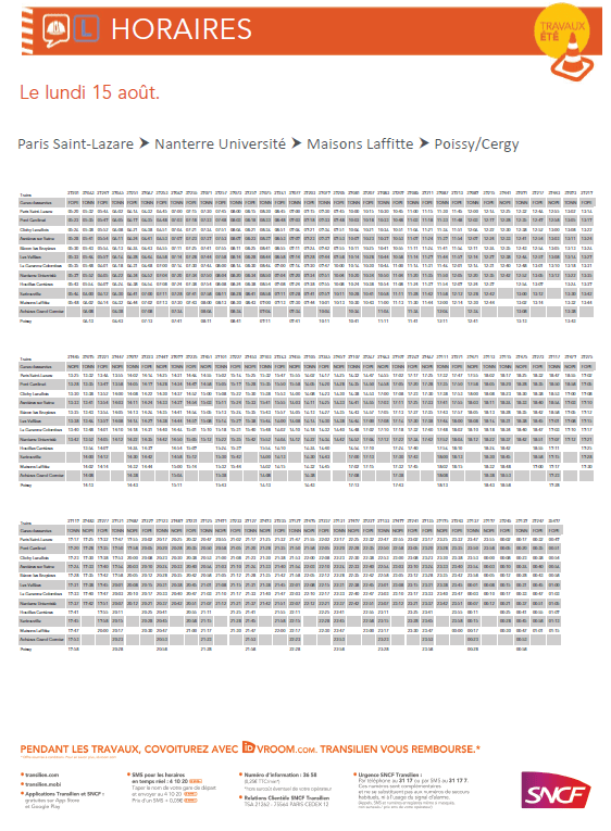 [ASTREINTE] Travaux du RER A Horaires du lundi 15 août