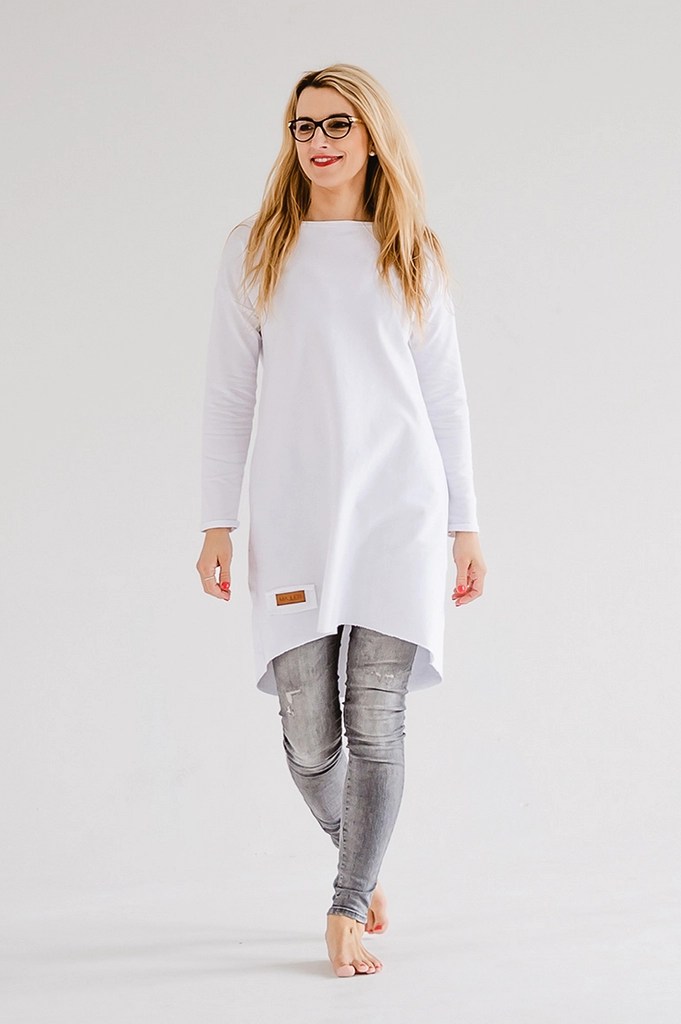 Dámské teplákové mikinošaty MAYA bílé ČESKÁ VÝROBA Maller