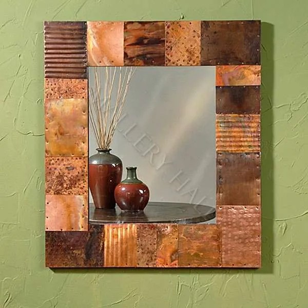 Distressed Copper Tiled Mirror