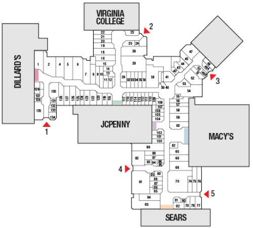 Map Of The Mall Of Louisiana Mall Of Louisiana Map Map Of Zip Codes