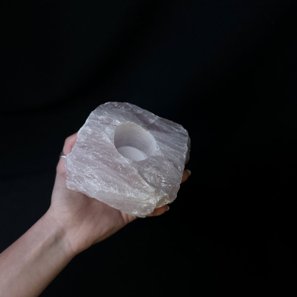 Rose Quartz Candle Holder Malta Stone by Strata Designs Ltd