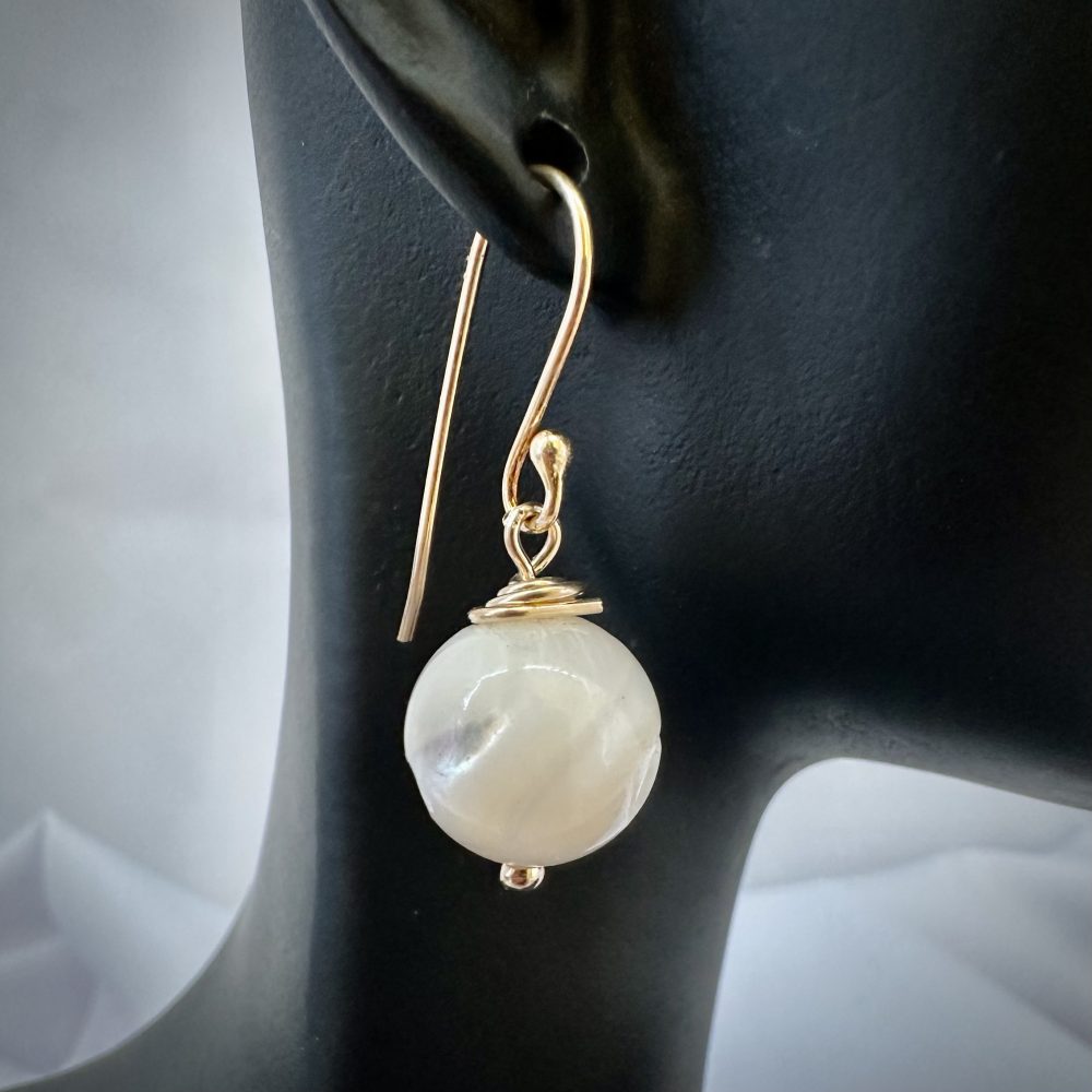 Gold Plated On Sterling Silver 925 Mother Of Pearl Earrings Malta