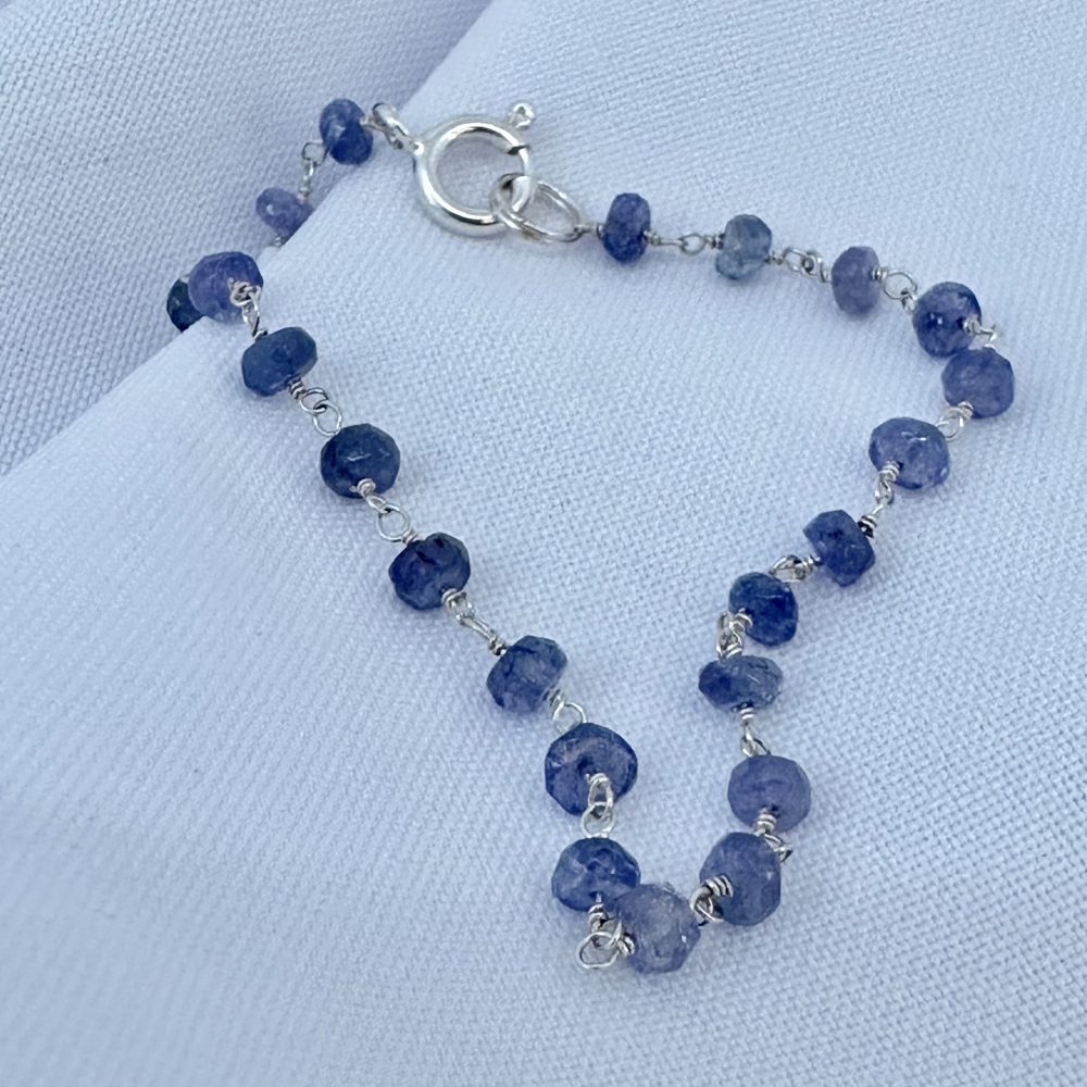 Gold Plated On Sterling Silver 925 Iolite Bracelet Malta Stone by