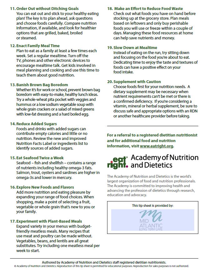 National Nutrition Month 2022 MidAtlantic Long Term Care