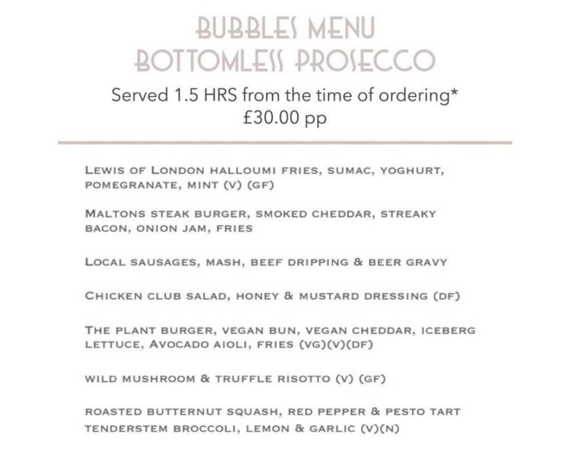 bubbles menu Ware's Finest Pub Restaurant