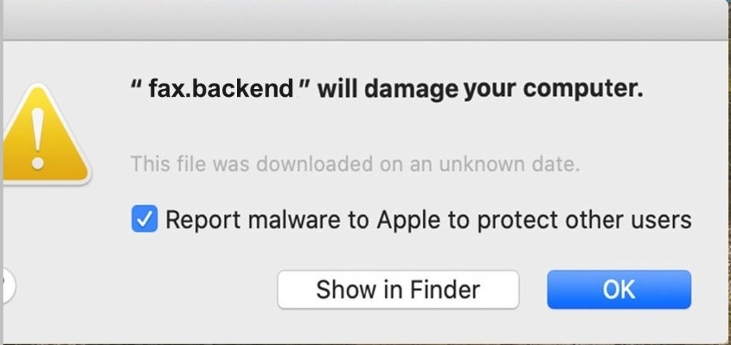 Remove fax.backend will damage your computer PUP From Mac Malware Guide