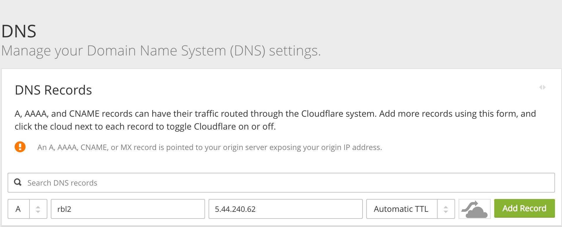Delegate subdomain cloudflare to other DNS servers
