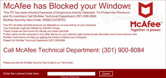 Remove “McAfee has Blocked Your Windows” virus MalwareFixes