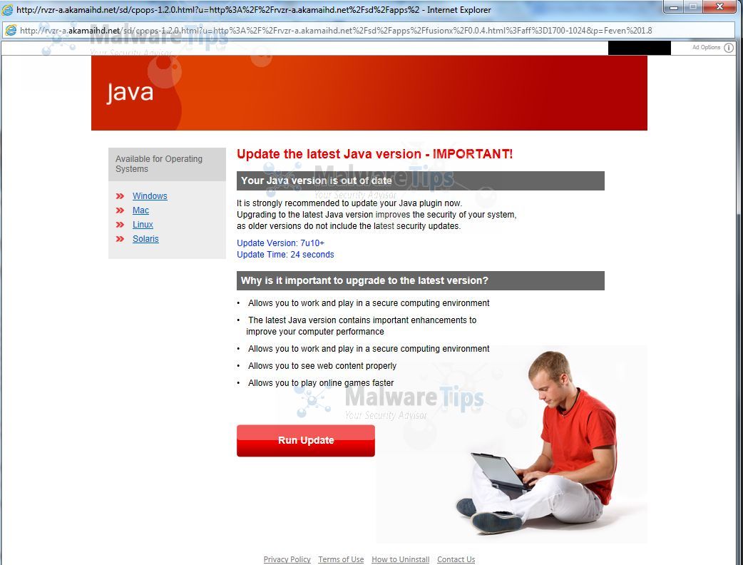Remove "Update The Latest Java Version" Popup Virus (Removal Guide)