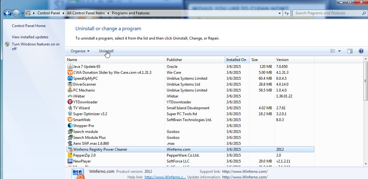 Remove Winferno Registry Power Cleaner (Uninstall Guide)