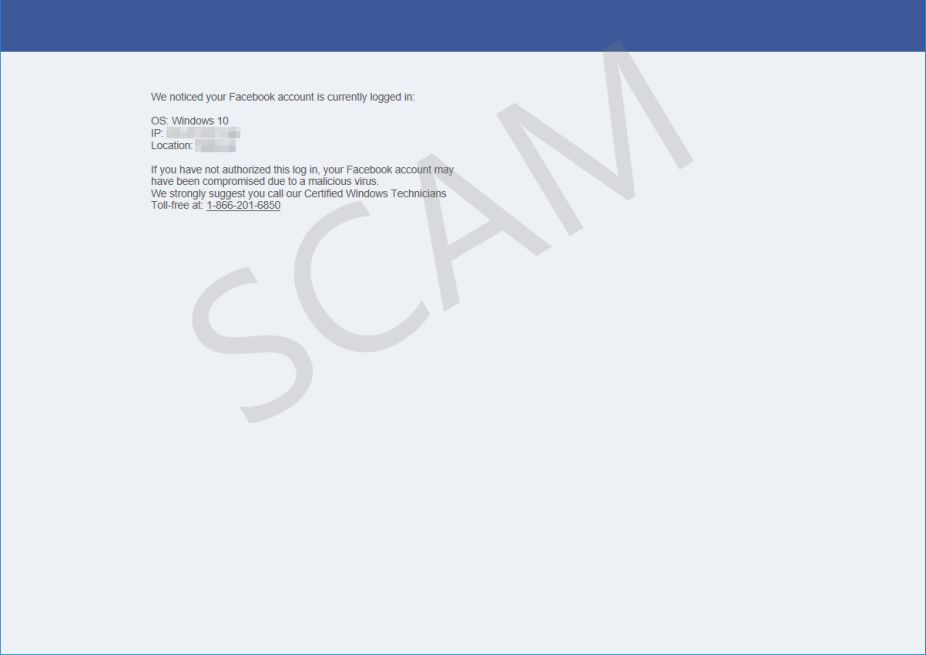 Remove "Facebook Account Is Currently Logged In" Fake Alert (Scam)