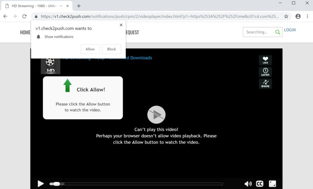Remove "Click the Allow button to watch the video" Popup Scam